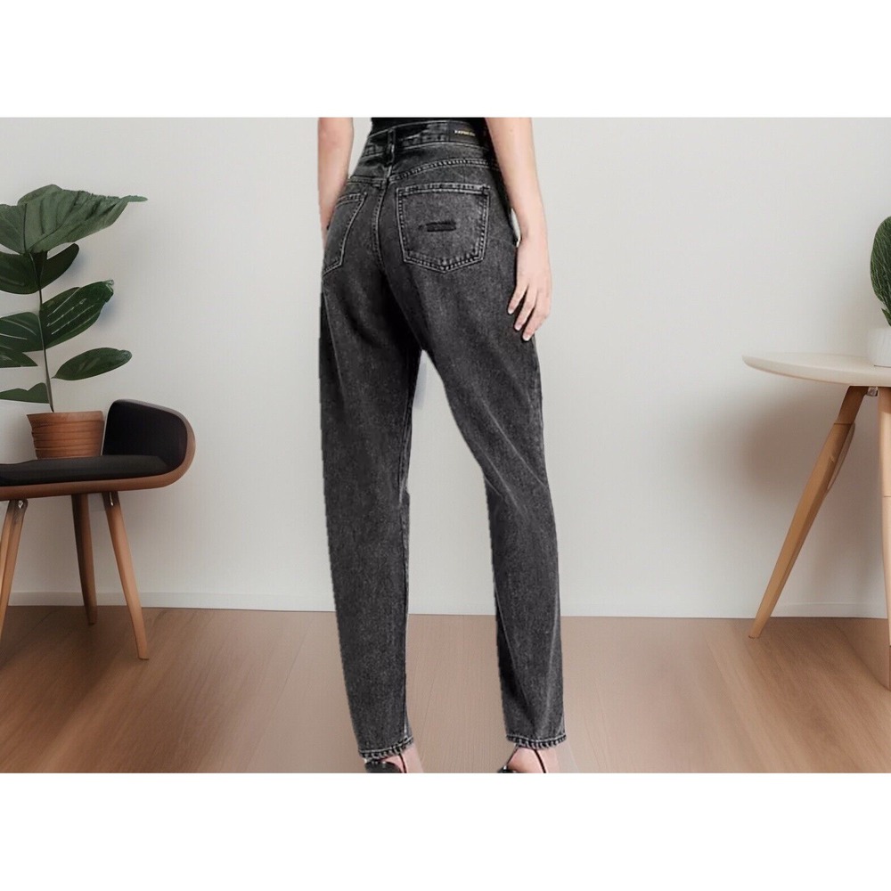 NWOT Women's Express Jeans Size 4 Black Denim Distressed Boyfriend Low Rise  *31 - Picture 10 of 11